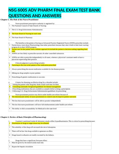 NSG 6005 ADV PHARM FINAL EXAM TEST BANKQUESTIONS AND ANSWERS Browsegrades