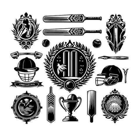 Premium Vector Vintage Cricket Elements Collection Vector