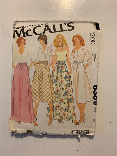 Vintage 1978 Skirt Sewing Pattern Mccalls 6389 Miss Size 14 Waist 28 Uncut Ebay