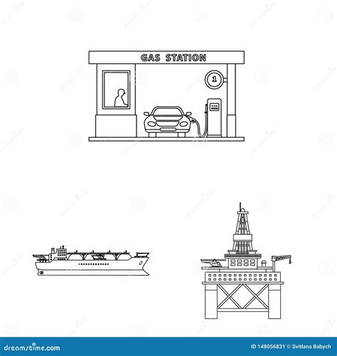 Vector Design Of Oil And Gas Logo Set Of Oil And Petrol Stock Vector