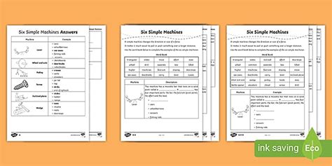 Simple Machines Cloze Worksheets Profesor Hizo Twinkl