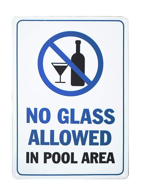 Swimming Pool Safety Sign No Glass Allowed in Pool Area Pool Rules