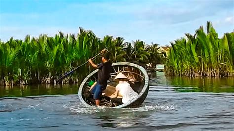 Visiting Water Coconut Forest By Basket Boat In Hoi An Vietnam