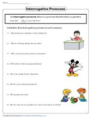 Interrogative Pronouns Worksheets