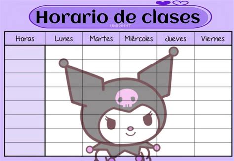 Horario De Clases Kuromi Etiquetas De Material Escolar Horario De