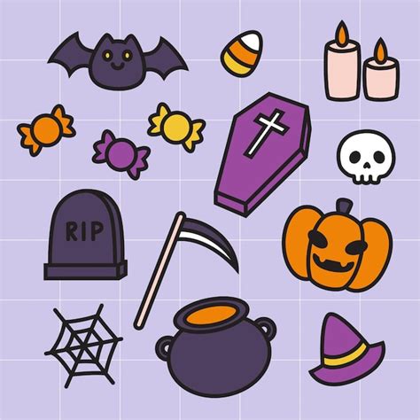 Premium Vector Set Of Halloween Items Vector Illustration