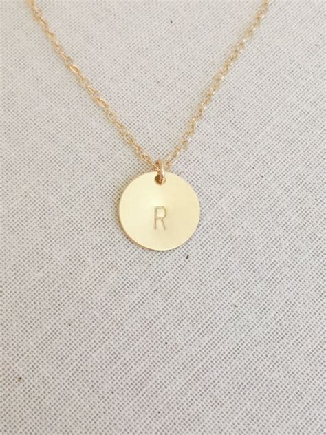 14k Gold Filled Monogram Initial Disc Necklace 14kt By Rhjewels