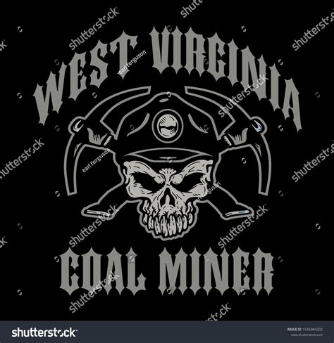 West Virginia Coal Miner Design Skull Stock Vector (Royalty Free ...