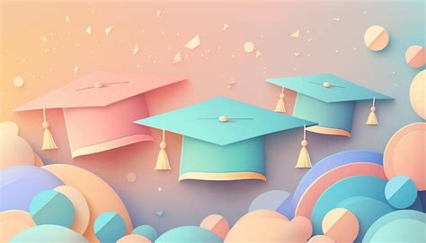 Premium Photo | Pastel Gradient Graduation Background with Caps ...