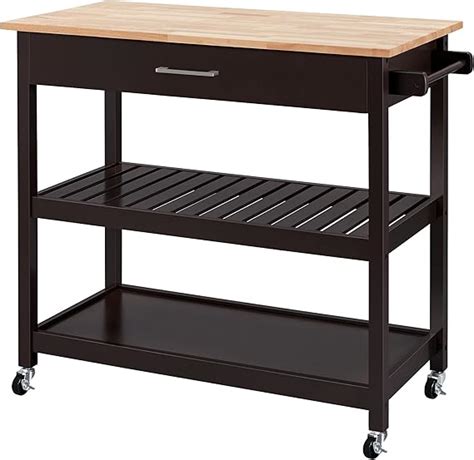 Amazon Yaheetech Kitchen Island On Wheels With Rubberwood Top