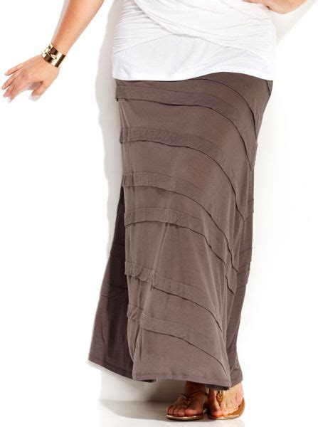 Inc International Concepts Plus Size Tiered Maxi Skirt In Gray Grey