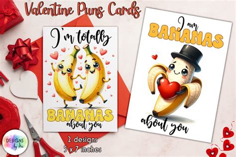 Funny Valentine Puns Cards, I'm So Bananas About You Card