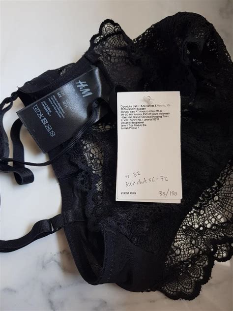H M Hnm Black Lace Bra Bralette Underwear Lingerie Bh Renda Brukat Brokat Hitam Wanita Fesyen