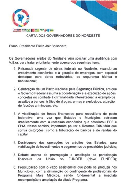 Blog Do Gilberto Lima Veja O Teor Da Carta Dos Governadores Do