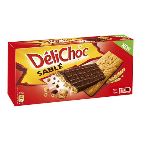 DELICHOC Biscuits sablés nappés de chocolat noir 150g pas cher Auchan fr