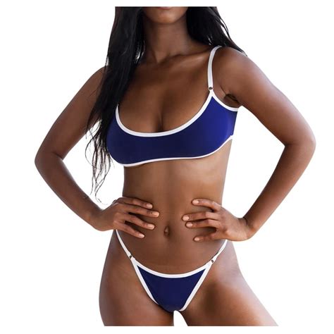 Bikini Sets Pcs Swimsuit For Women Sexy High Waisted Solid Color Split