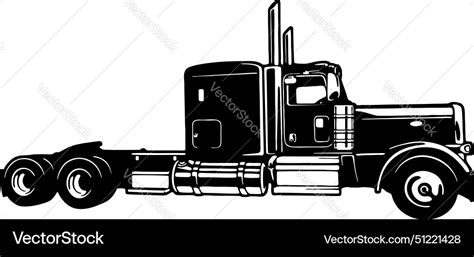 Semi truck - american line art Royalty Free Vector Image