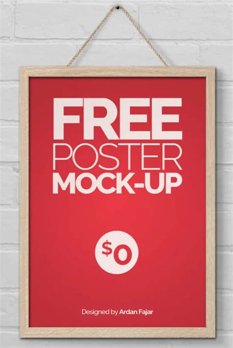 Free Poster Hanging On The Wall PSD Mockup - TitanUI