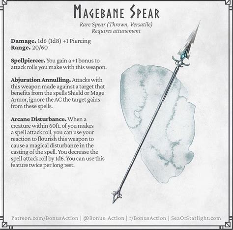 Magebane Spear Dungeons And Dragons Homebrew Dnd Dragons Dungeons