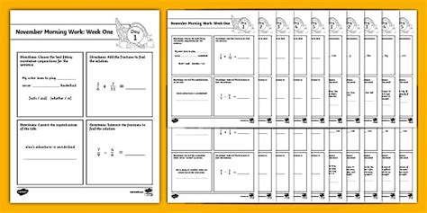 Fifth Grade November Morning Work Bundle Teacher Made