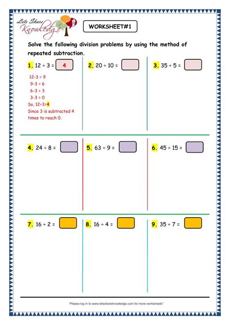 Repeated Subtraction In Division Online Exercise For Live Worksheets