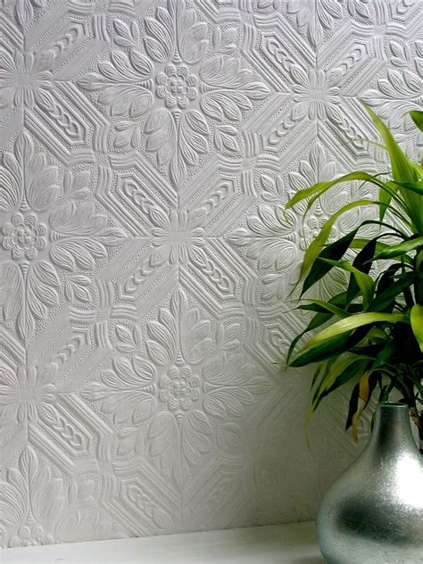 This Beautiful Floral Textured Wallpaper Mimics The Look Of Antique Tin