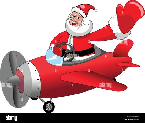 Santa Claus cartoon flying on airplane at Christmas isolated Stock ...