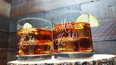 Mr And Mrs Whiskey Glasses Custom Engraved Bourbon Glass Etsy