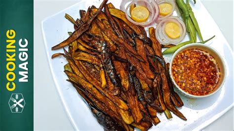 Easy Brinjal Fries Recipe Tangy Baingan Fusion Cooking Magic YouTube