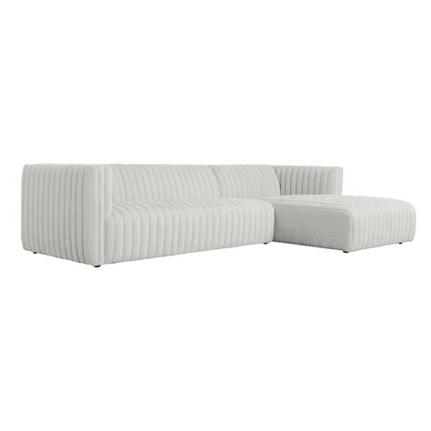 Fabric Sofa + Chaise, Right : Fabric, Cream - T&C