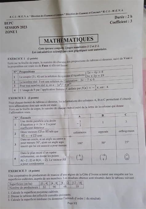 Le sujet de mathématiques du BEPC 2023 crée la polémique en Côte d