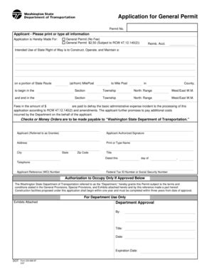 Fillable Online Wsdot Wa Application For General Permit Welcome To