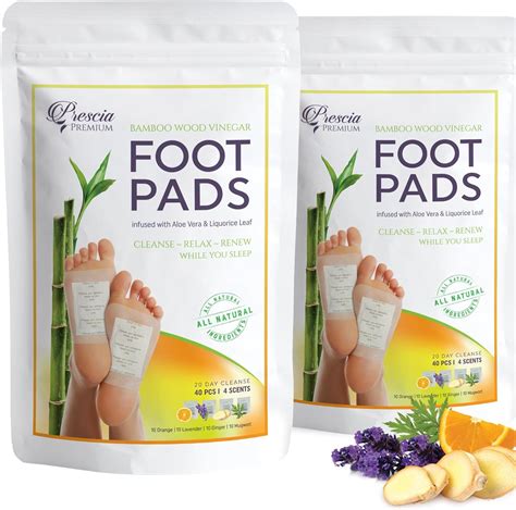 Prescia Pcs Detox Foot Pads Ginger Bamboo Vinegar Deep Cleansing