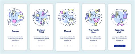 Child roles in dysfunctional families onboarding mobile app screen ...