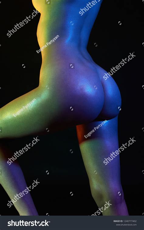 Nude Woman Colorful Lights Sparkling Shiny Stock Photo 1240777402 Shutterstock
