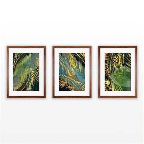 Tropical Leaves Wall Art Green Wall Art Set Of 3 Wall Art Framed