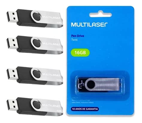 Kit Pendrive 4un 16gb Multilaser Pd588 Usb Original Atacado Frete grátis