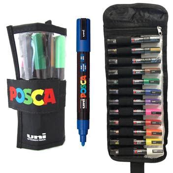 Caneta Posca PC 5M Estojo 12 Cores Marcador Uni Ball Caneta