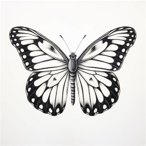 Premium Photo | Bold And Realistic Black And White Butterfly Drawing