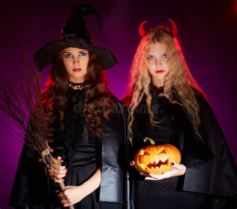 Halloween Witches Stock Photo Image Of Calm Gourd Holiday 58734744