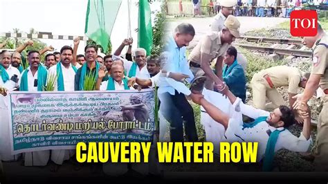 Tamil Nadu Farmers Hold Rail Roko Protest Demand Cauvery River Water