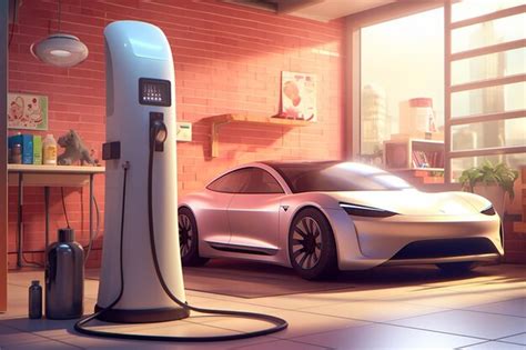 Premium AI Image | charging station for electric vehicles in a home with a car