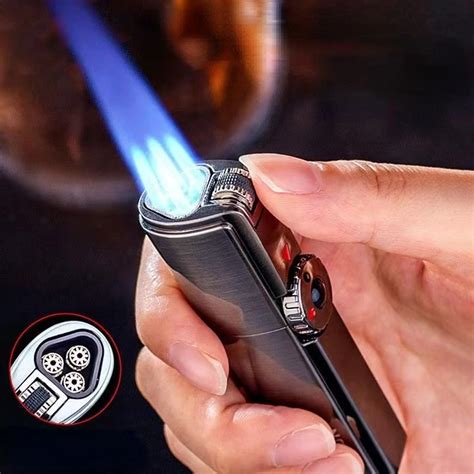 Jobon Gas Torch Lighter Powerful Three Straight Blue Flame Grinding