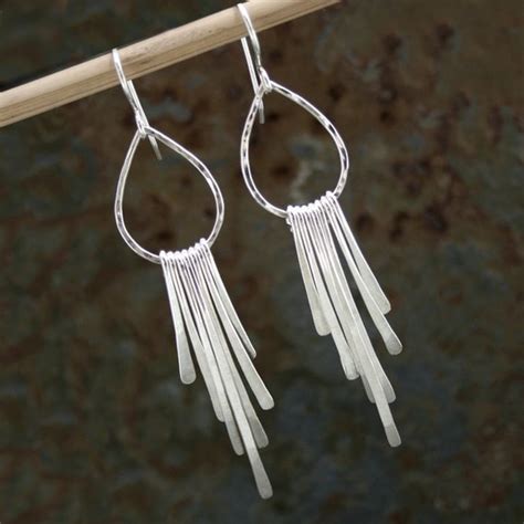 Falling Rain Sterling Silver Earrings Solid Silver By Kiraferrer