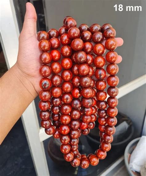 18 Mm Red Sandalwood Mala For Religious Purpose Size 18mm Beads At