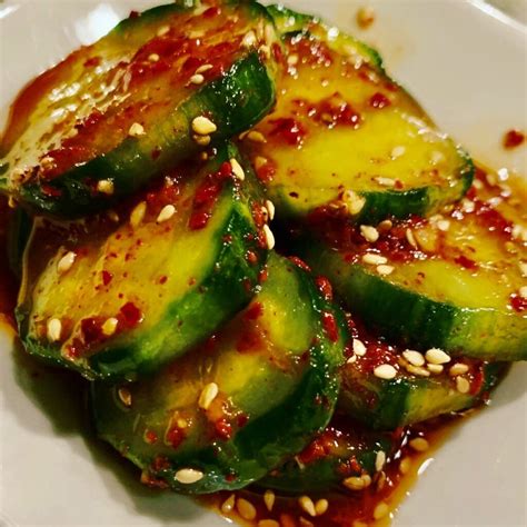 Spicy Korean Marinated Cucumber Oi Muchim Fab Food Flavors