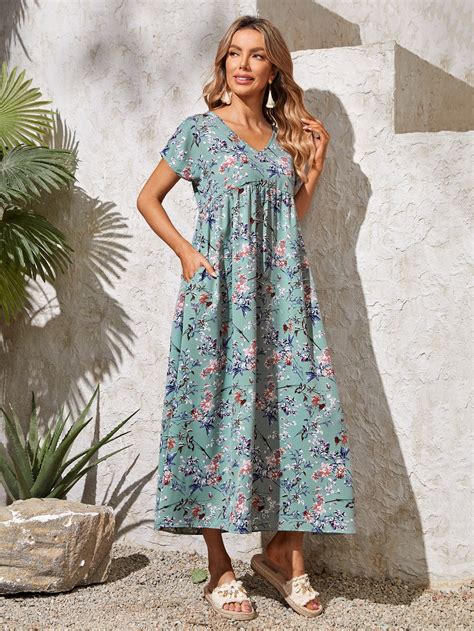 Emery Rose Vestido Smock Con Estampado Floral De Manga Murci Lago Con