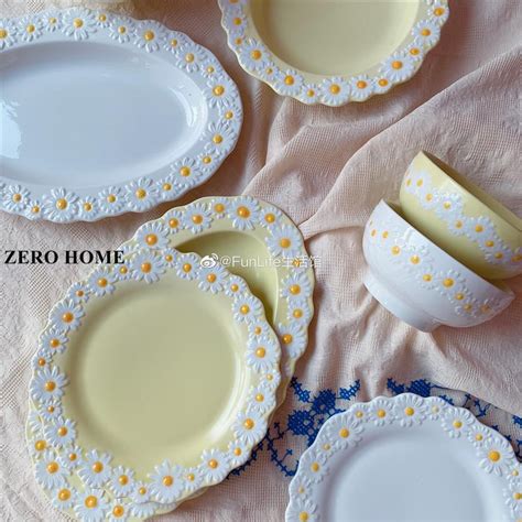 Zero Home日式小雛菊浮雕餐盤湯盤 小清新浮雕早餐盤魚盤碗超取請聊聊我預購 蝦皮購物