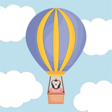 Premium Vector Cute Monkey In Balloon Air Hot Character
