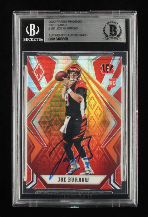 Joe Burrow Signed 2020 Panini Phoenix Fire Burst 101 Rc Bgs